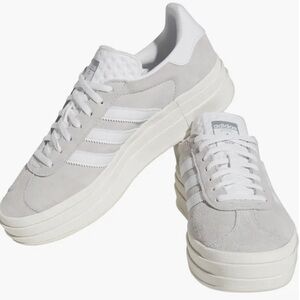 Adidas Women's Gazelle Platform Sneakers - Light Gray and White